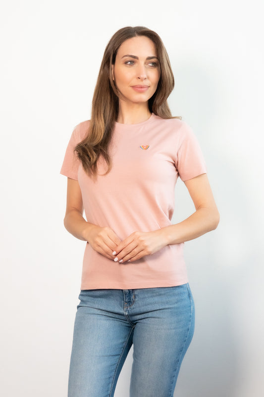 Re-Sh@ne embroidered T-Shirt - Slim Fit Pale Rose