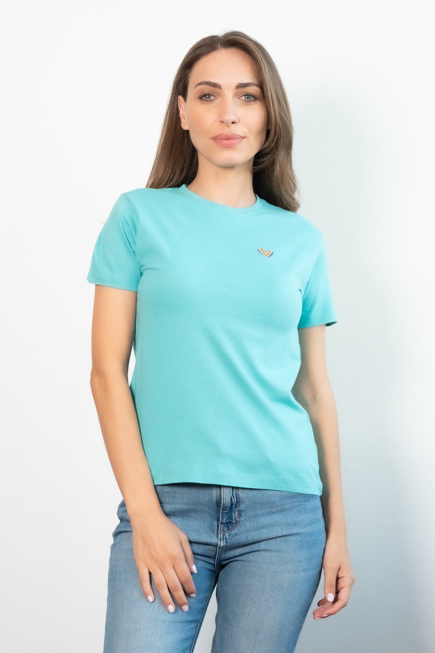 Re-Sh@ne embroidered T-Shirt - Slim Fit Rich Turquoise