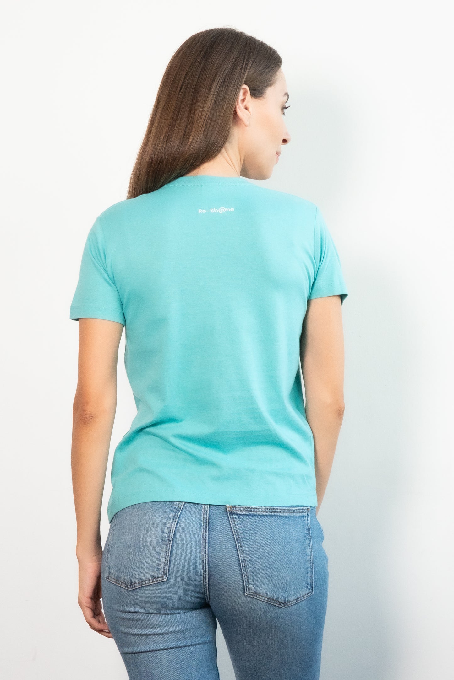 Re-Sh@ne embroidered T-Shirt - Slim Fit Rich Turquoise