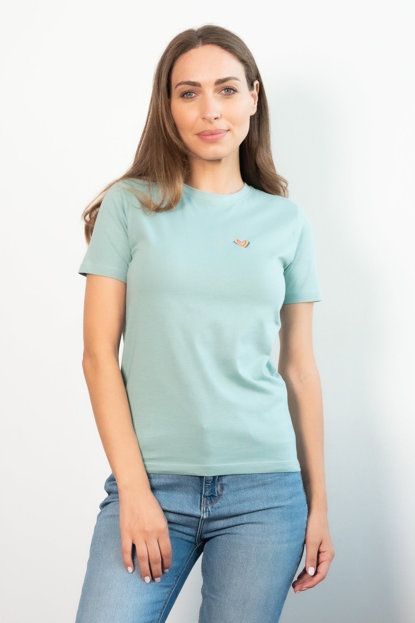 Re-Sh@ne embroidered T-Shirt - Slim Fit Green Sage