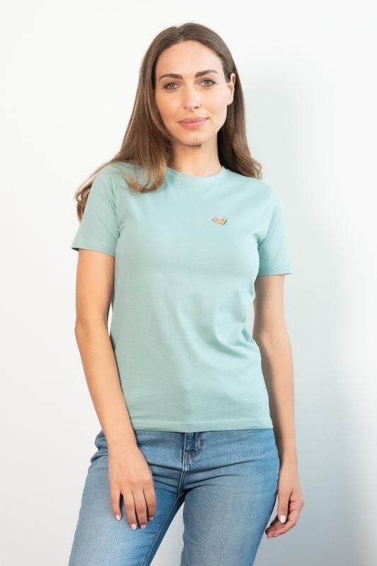 Re-Sh@ne embroidered T-Shirt - Slim Fit Green Sage