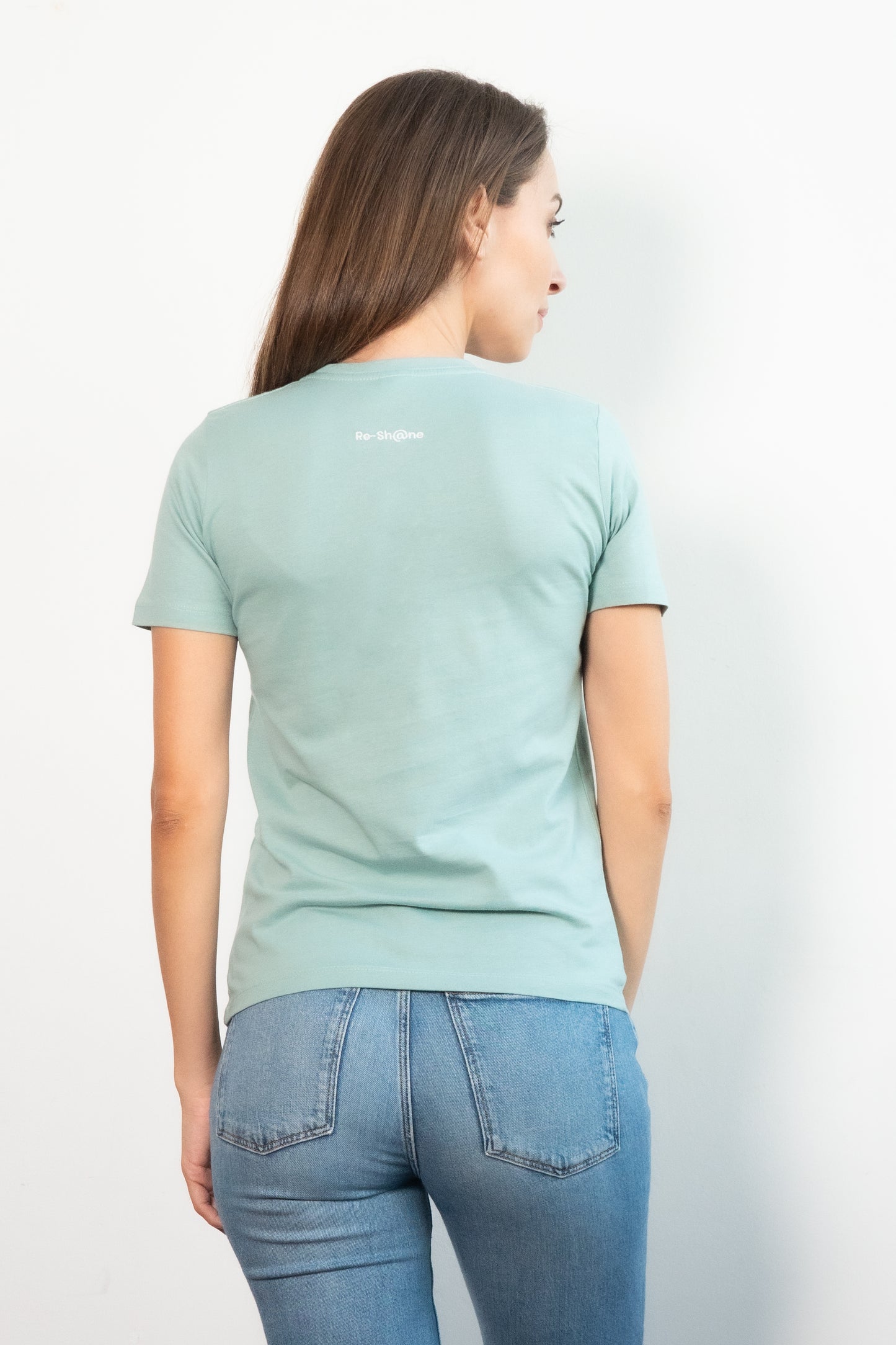 Re-Sh@ne embroidered T-Shirt - Slim Fit Green Sage