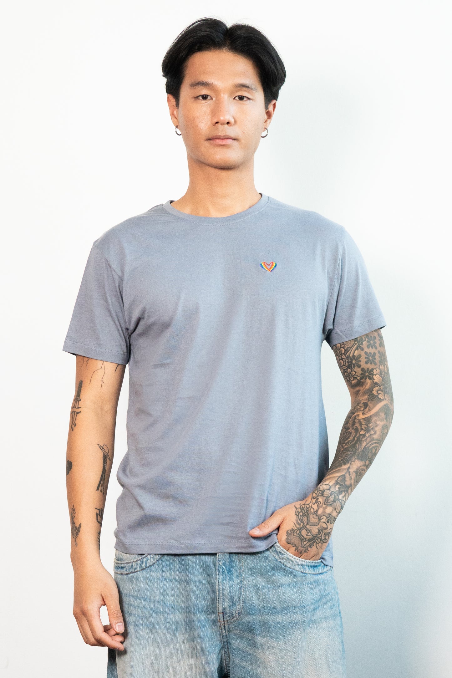 Re-Sh@ne embroidered T-Shirt - Regular Fit Blue Fog