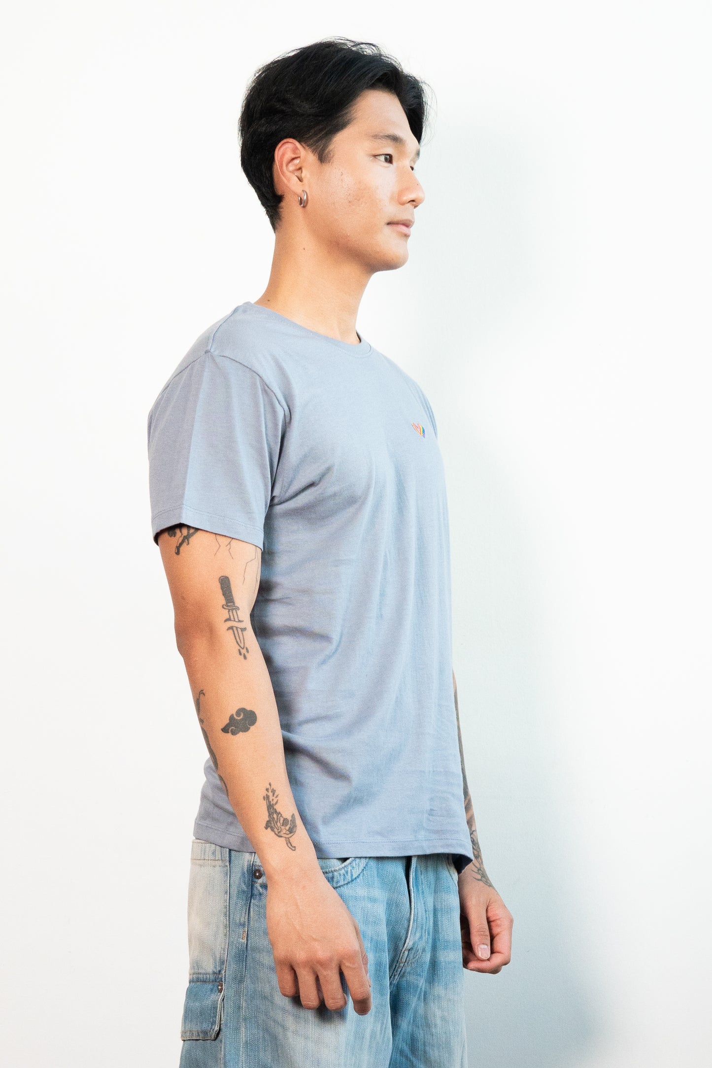 Re-Sh@ne embroidered T-Shirt - Regular Fit Blue Fog