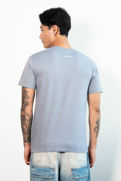 Re-Sh@ne embroidered T-Shirt - Regular Fit Blue Fog