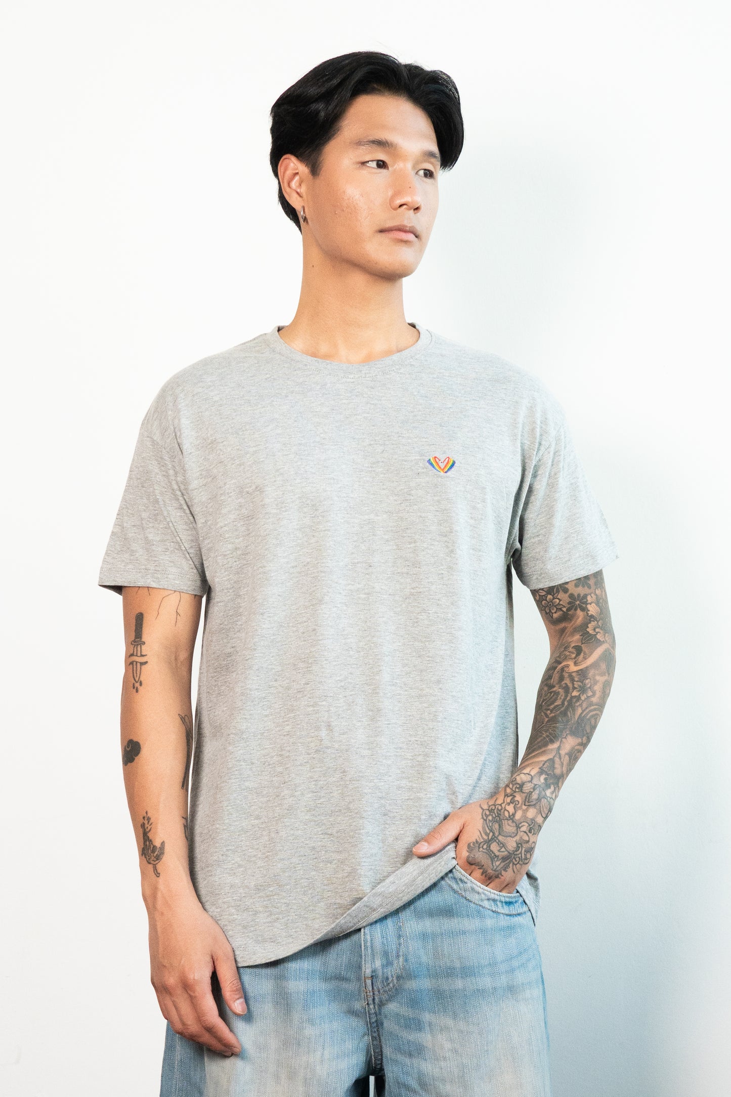 Re-Sh@ne embroidered T-Shirt - Regular Fit Heather Grey